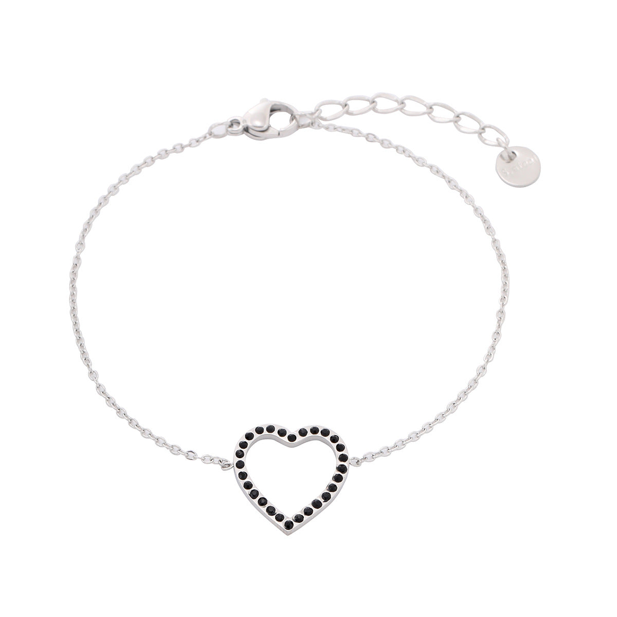 Hollow Out Cutout Heart Micro Rhinestone Titanium Steel Bracelet Women Simple Stainless Steel Ornament Women