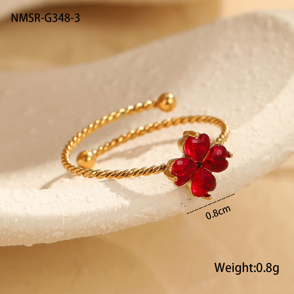 Stainless Steel Elegant Clover Opening Ring Ring Light Luxury High Sense Hand Accessories