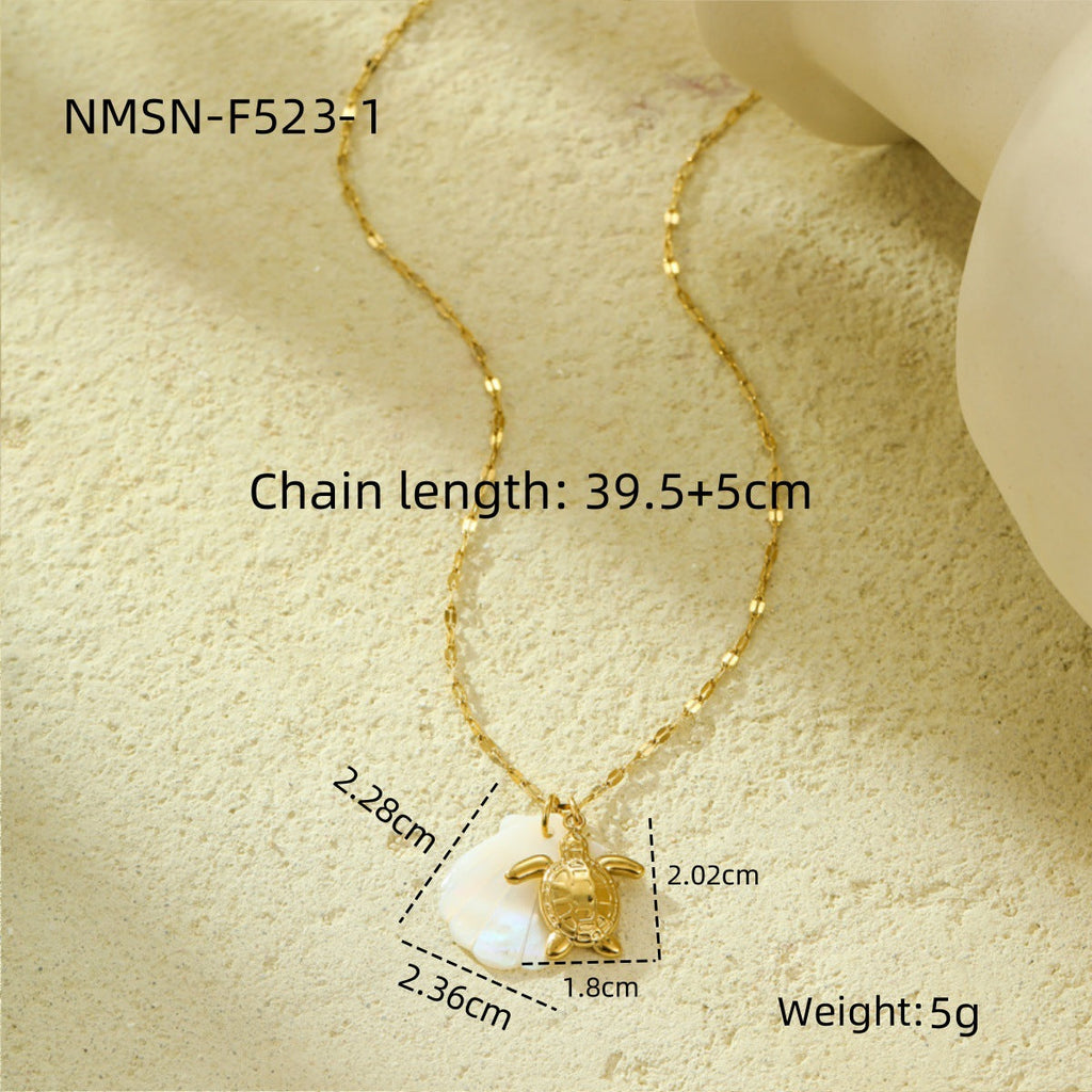 Niche Design Shell Beach Ocean Series Embellished Necklace Starfish Dolphin Clavicle Chain