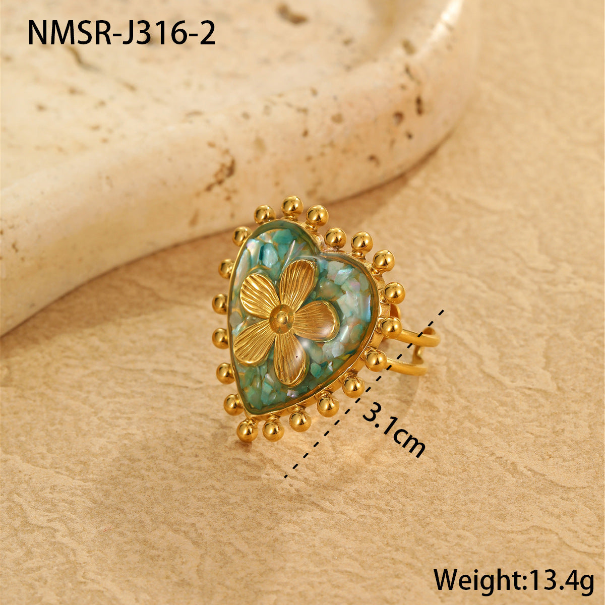 Elegant French Advanced Oil Dripping Titanium Steel Ring Stainless Steel 18K Gold Love Floral Bracelet