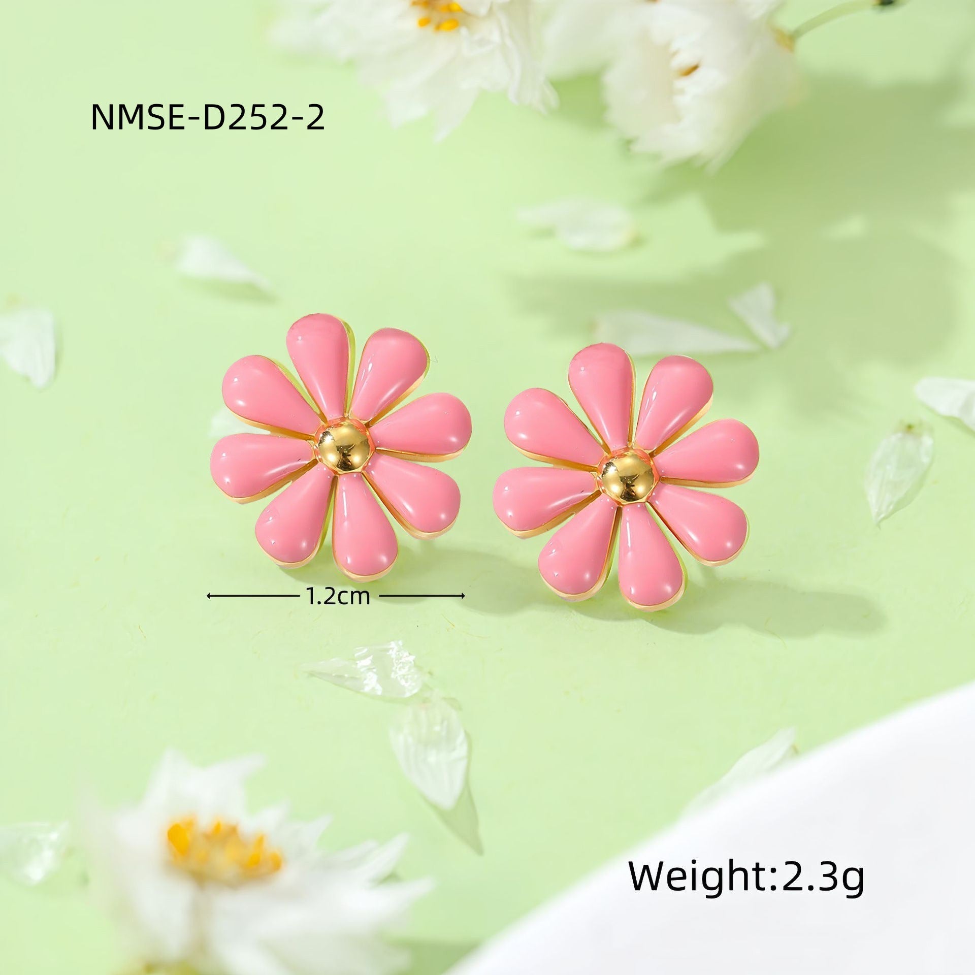 Summer Fresh Little Daisy Drop Oil Titanium Steel Earrings Women Stainless Steel Studs Accessories