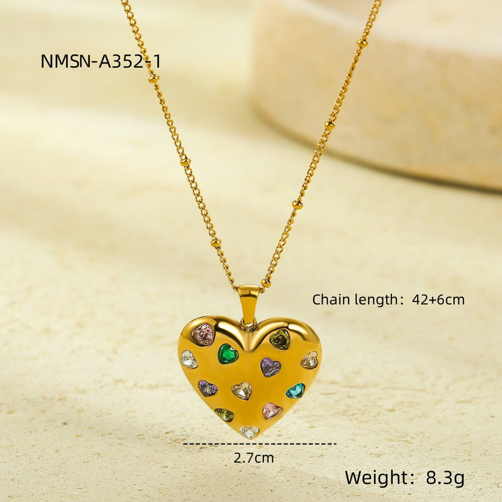 Valentine Day Love Stainless Steel Necklace Light Luxury High Grade Titanium Steel Peach Heart Clavicle Chain Sold Jewelry