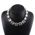 Ornament Personality Magazine Alloy Rhinestone Necklace Earrings for Women