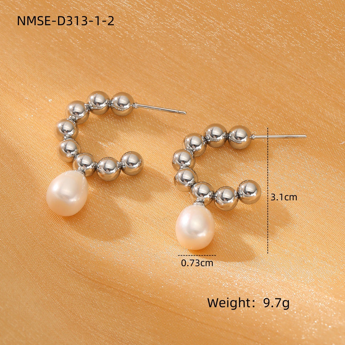 French Retro Titanium Steel Pearl Hearth Shaped Earrings Arrival Wild High Grade Stainless Steel Earrings Earrings