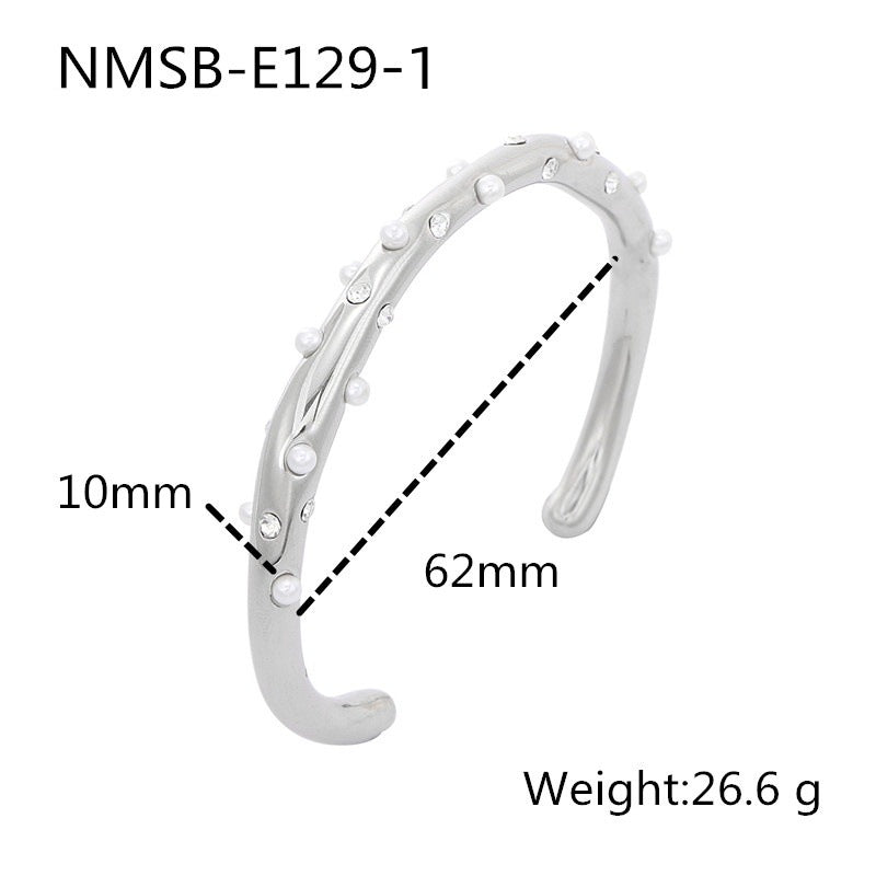 Pearl Zircon Titanium Steel Bracelet for Girls High Sense 18K Gold Stainless Steel Jewelry