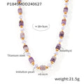Simple Personality Elegant Gentle Shell Pearls Amethyst Handmade Beaded Design Titanium Steel Gold Plated Necklace