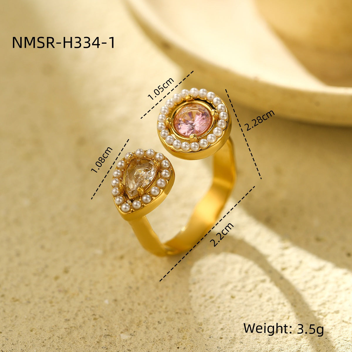 French Entry Lux Open Adjustable High Sense Titanium Steel Ring Double Layer Rhinestone Zircon Stainless Steel Ring for Women