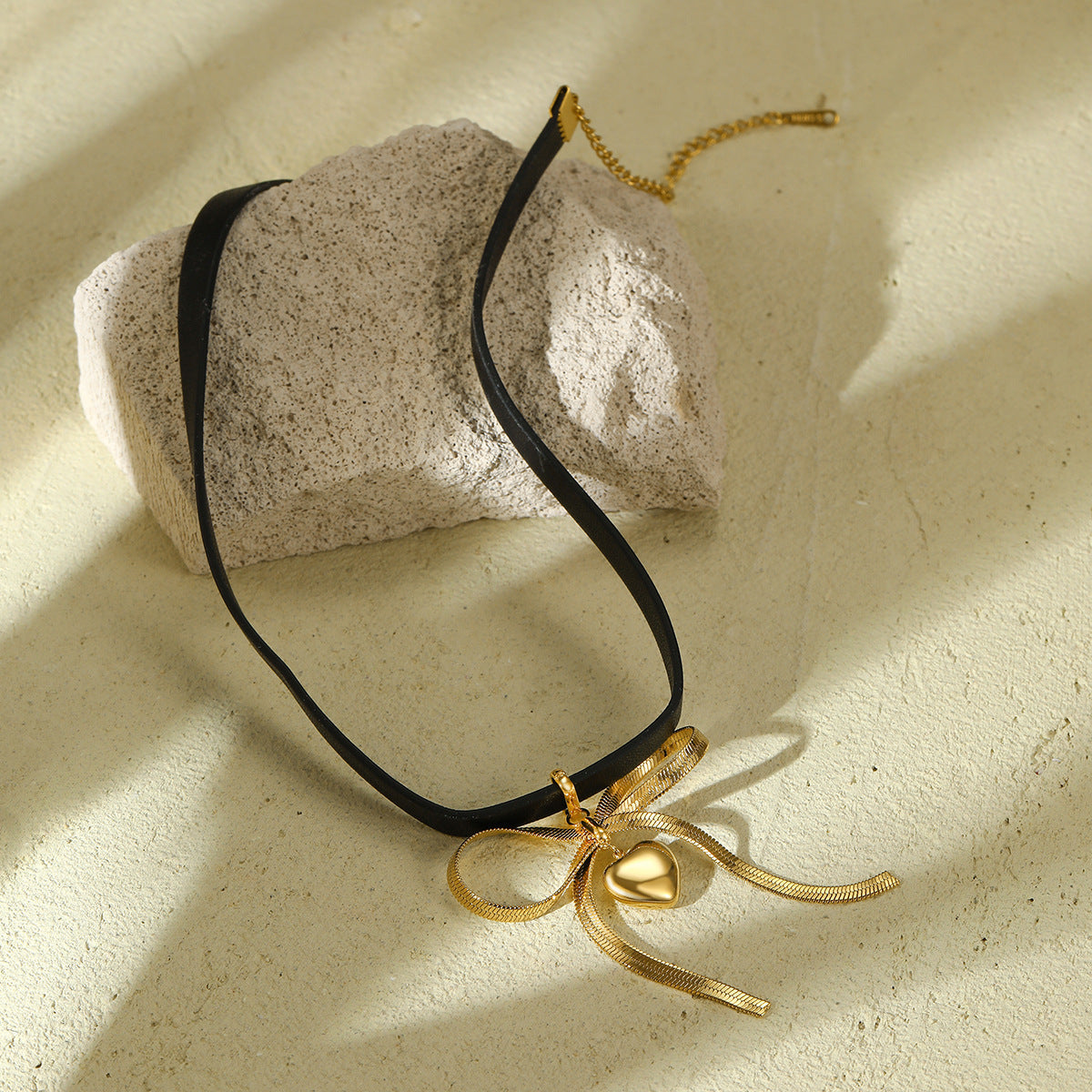 Bow Leather Love Titanium Steel Necklace Simple Light Luxury High Grade Stainless Steel Necklace Women