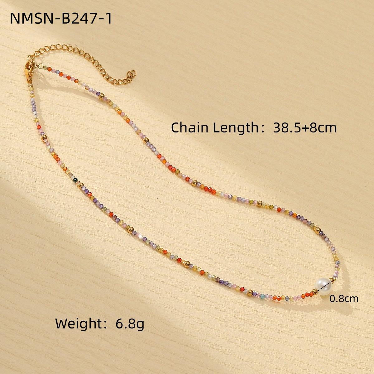 Colorful Freshwater Pearl Natural Stone Handmade Beaded Titanium Steel Necklace Niche Design Butterfly Embellished