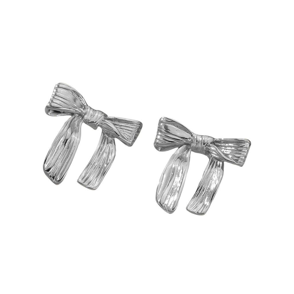 Sweet Bow Design Titanium Steel Earrings Women Entry Lux 18K Gold Plated Stainless Steel Studs