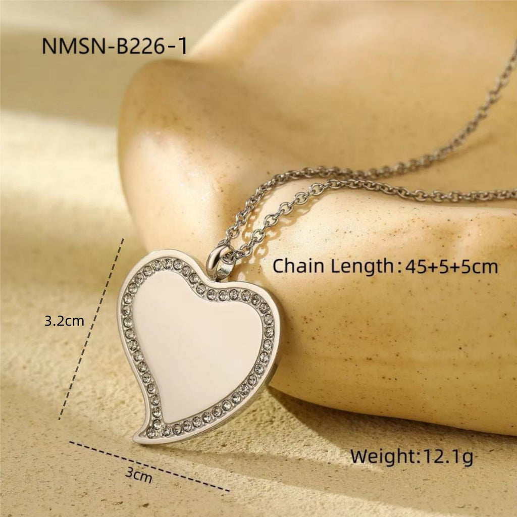 Stylish round Diamond Inlaid Stainless Steel Necklace Women Can Carve Writing Light Luxury Minority Gold Plated Embellished Ornament