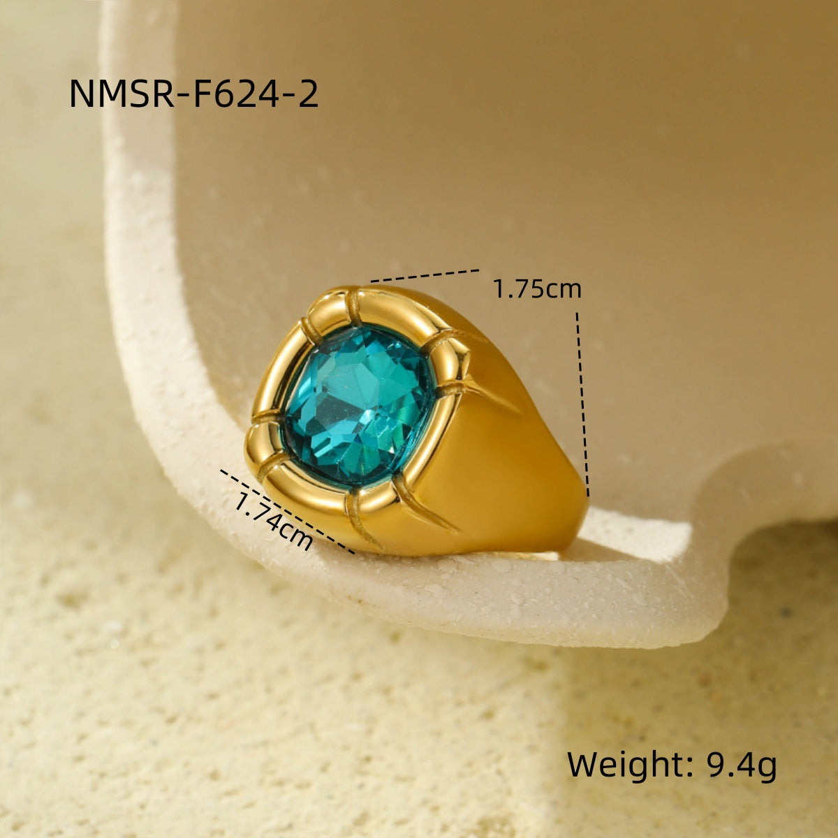 Retro Titanium Steel Ring Niche High Sense Square Zircon Stainless Steel Jewelry Women