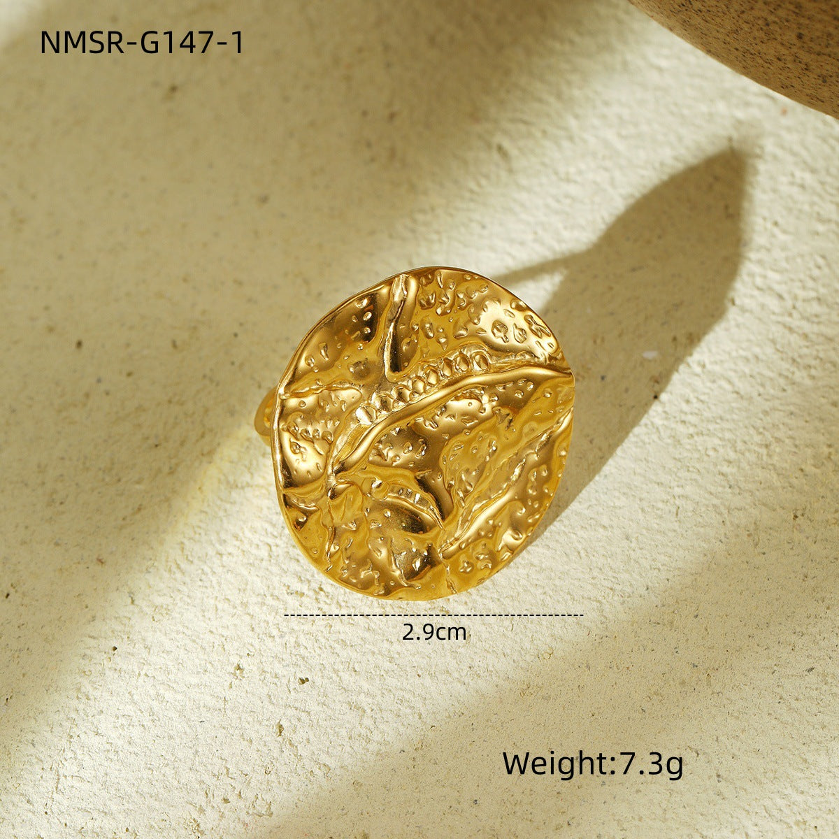 Arrival Exaggerated High Grade Titanium Steel Ring Concave Convex Hammer Pattern Semicircle Hollow Out Cutout Circle Stainless Steel Bracelet