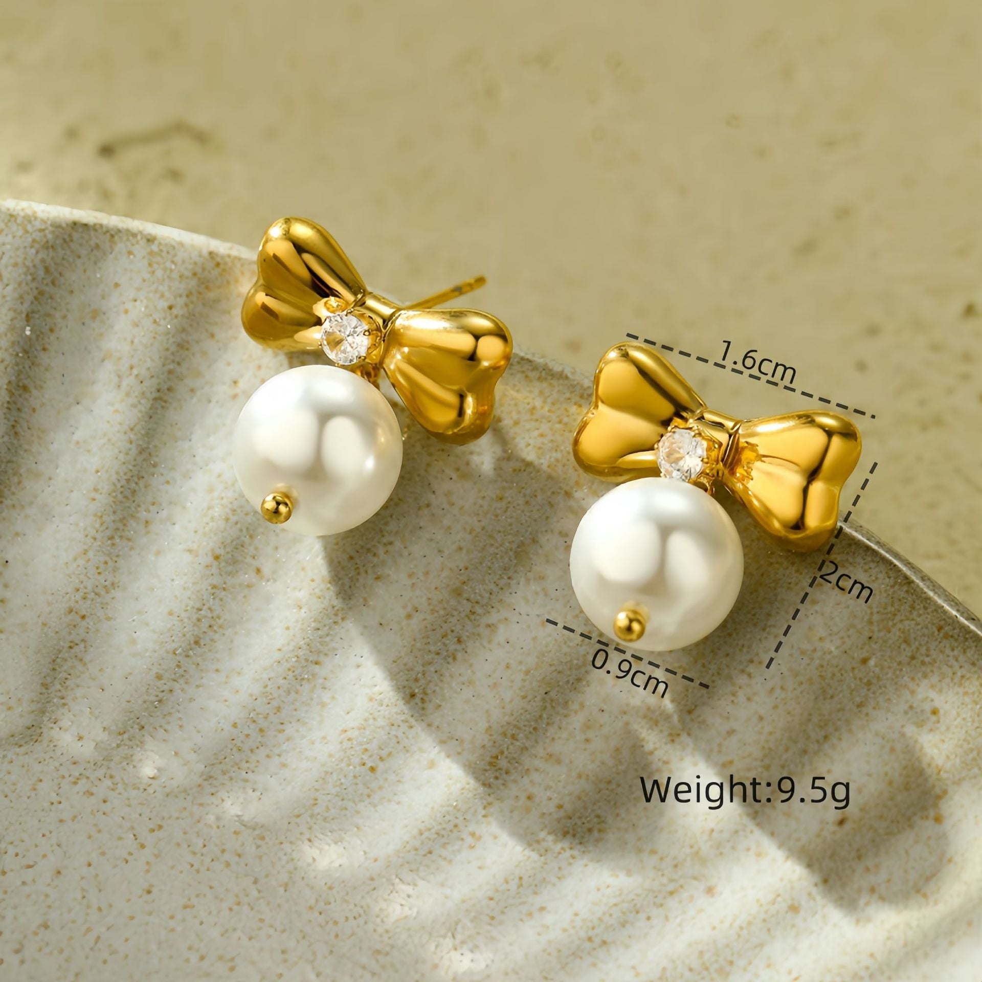 Cool Zircon Bow Titanium Steel Earrings Women Simple All Match Love Stainless Steel Studs