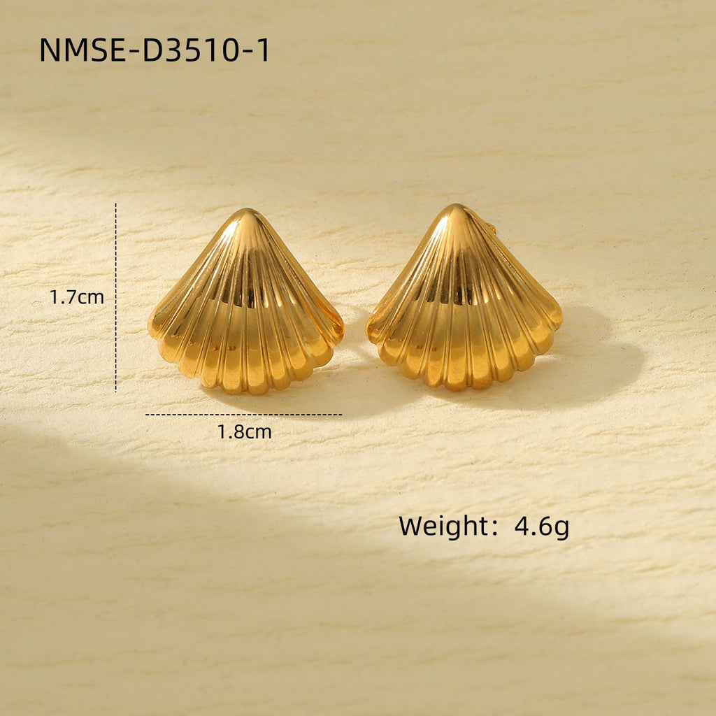Marine Scallop Titanium Steel Earrings Affordable Luxury High Grade Personality Trendy Stainless Steel Studs Earrings