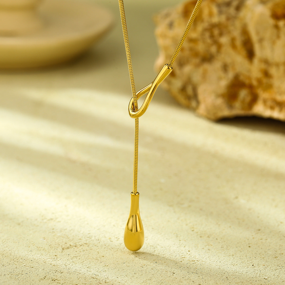 Niche Design Long Twin Titanium Steel Necklace 18K Gold Light Luxury All Match Embellished for Women