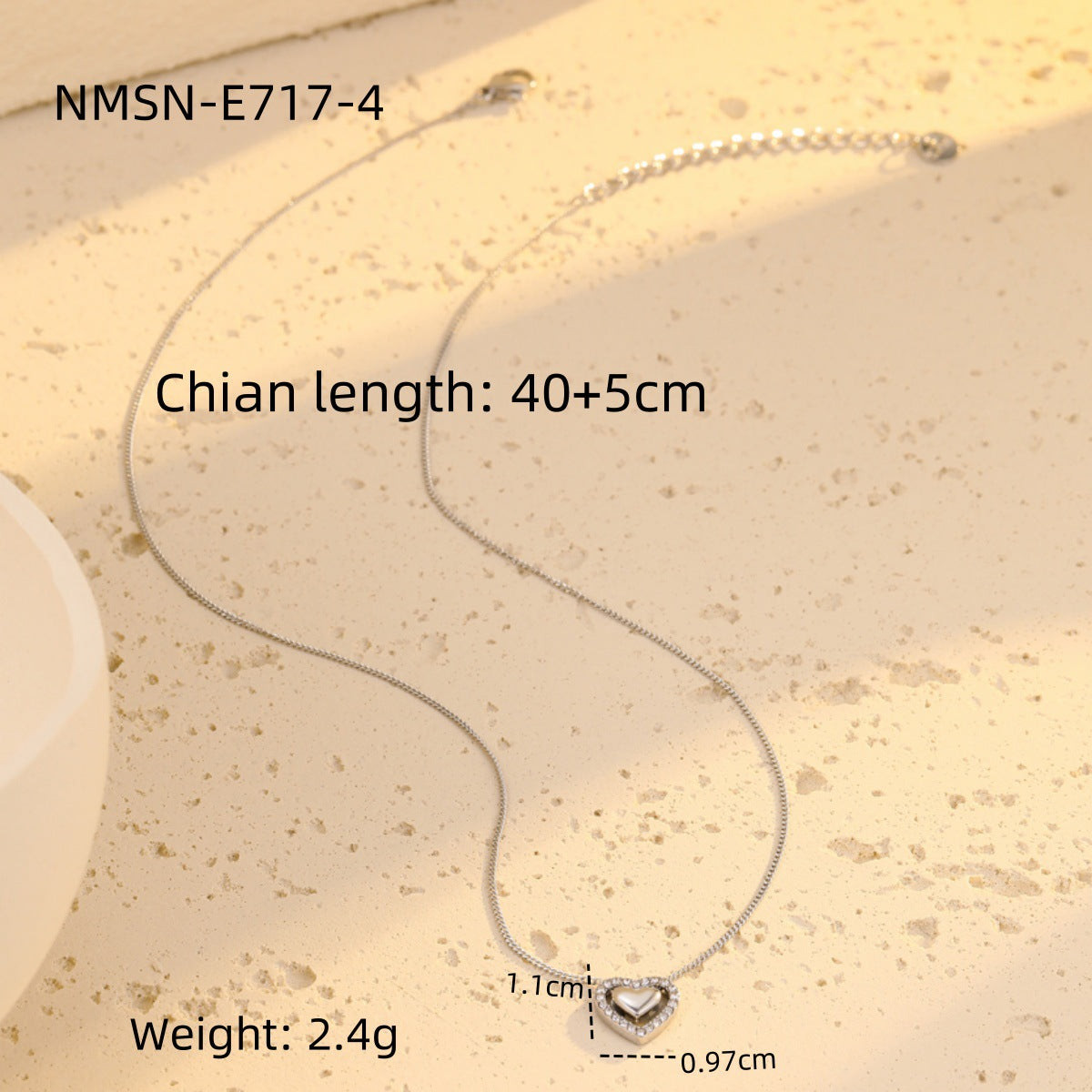 Niche High Grade Love Embellished Zircon Titanium Steel Clavicle Chain Peach Heart Stainless Steel Necklace Women