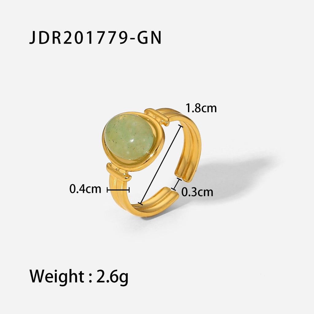 Wind Net Red Jewelry 18K Gold Stainless Steel Inlaid Green Zircon Ring Women Ring