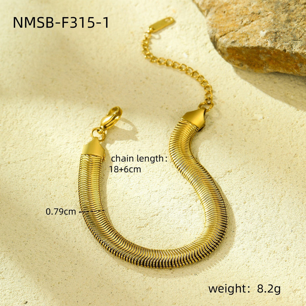 Ladies Titanium Steel Bracelet 18K Gold Plating Stainless Steel Inlaid Zircon All Match Suit Twin Bracelet