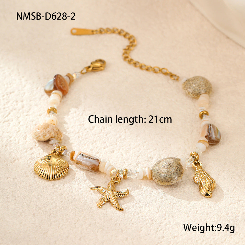Nimai Vacation Ocean Summer Beach Bohemian Design Stainless Steel Necklace Women Bracelet