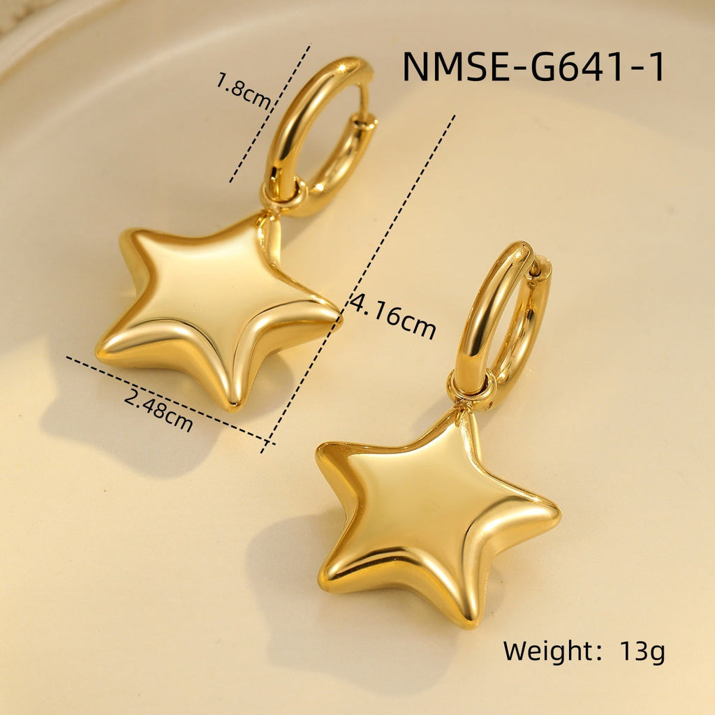 Glossy Hollow Out Cutout Stainless Steel Earrings Ball Love Embellished Retro High Sense Titanium Steel Earrings
