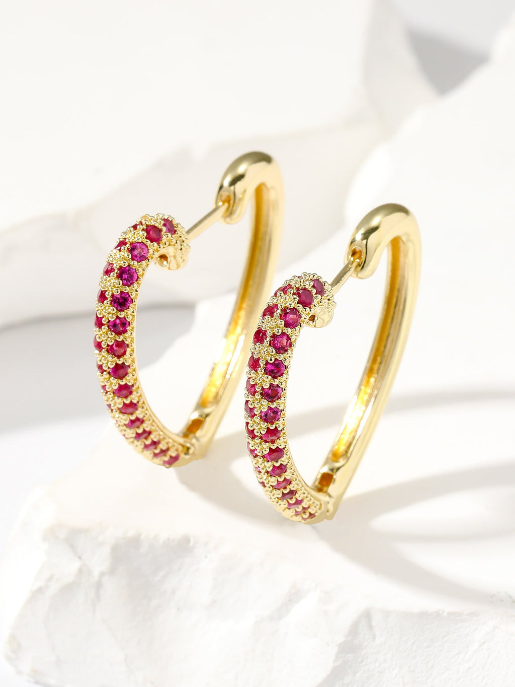 Golden Love Ear Clip Design Ear Studs Multicolor Zircon Elegant Graceful Earrings