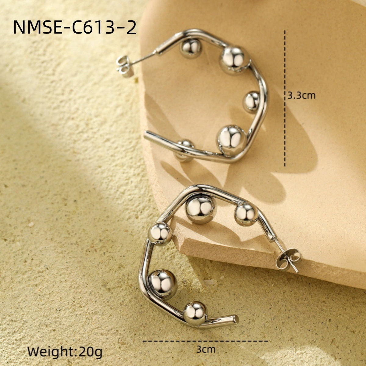 Personalized Design Geometric Abstract C Shaped Titanium Steel Earrings Simple All Match High Grade Stainless Steel Earrings