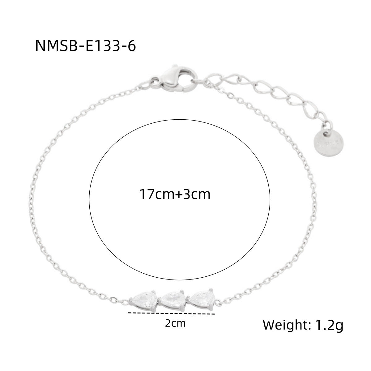 Water Drop Zircon Titanium Steel Bracelet Women Simple Colorful Crystals Personality Stainless Steel Bracelet