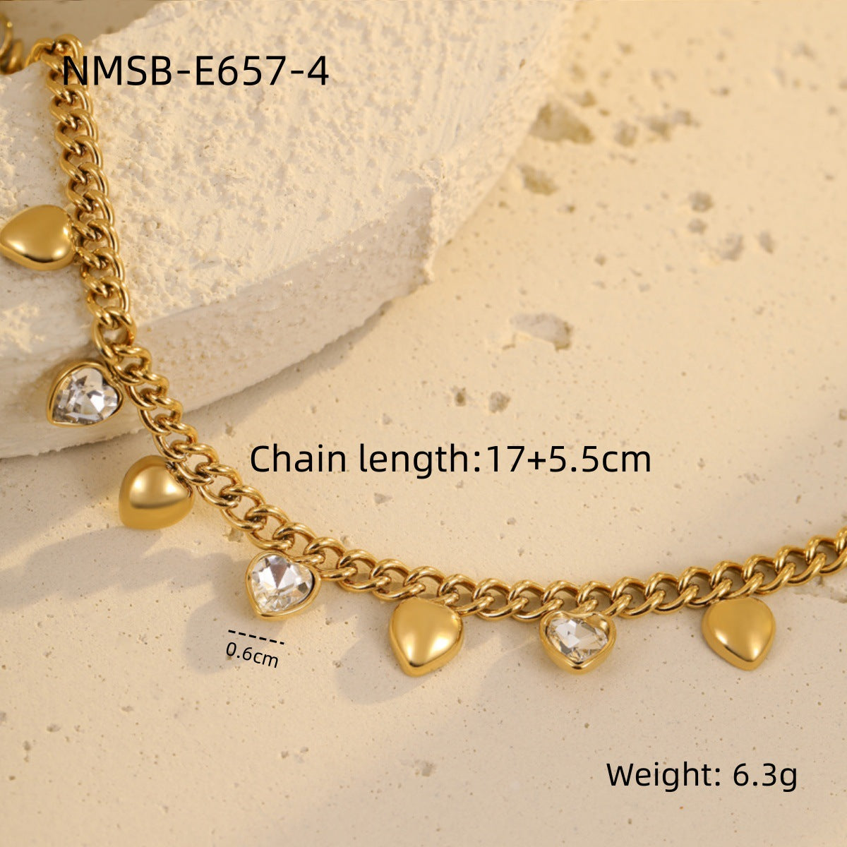 Classic All Match Stainless Steel Bracelet High Grade Colored Loving Heart Geometric Abstract Rhinestone Tassel Titanium Steel Jewelry