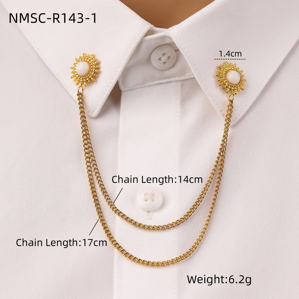 Arrival Natural Stone Stainless Steel Collar Pin Fashionable High Grade Shirt Neckline Non Fading Titanium Steel Ornament