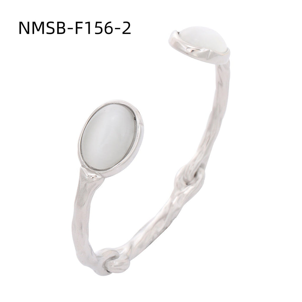 Pearl Zircon Titanium Steel Bracelet for Girls High Sense 18K Gold Stainless Steel Jewelry