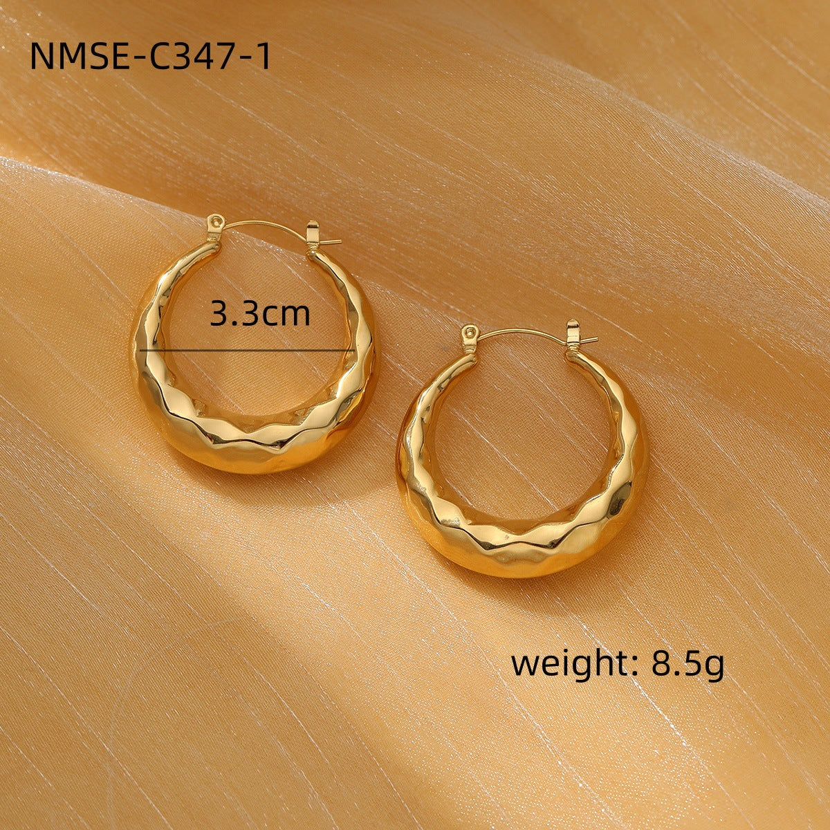 Texture Stainless Steel Earrings Retro High-Grade Hollow Out Cutout 18K Gold Titanium Steel Earrings Ornament