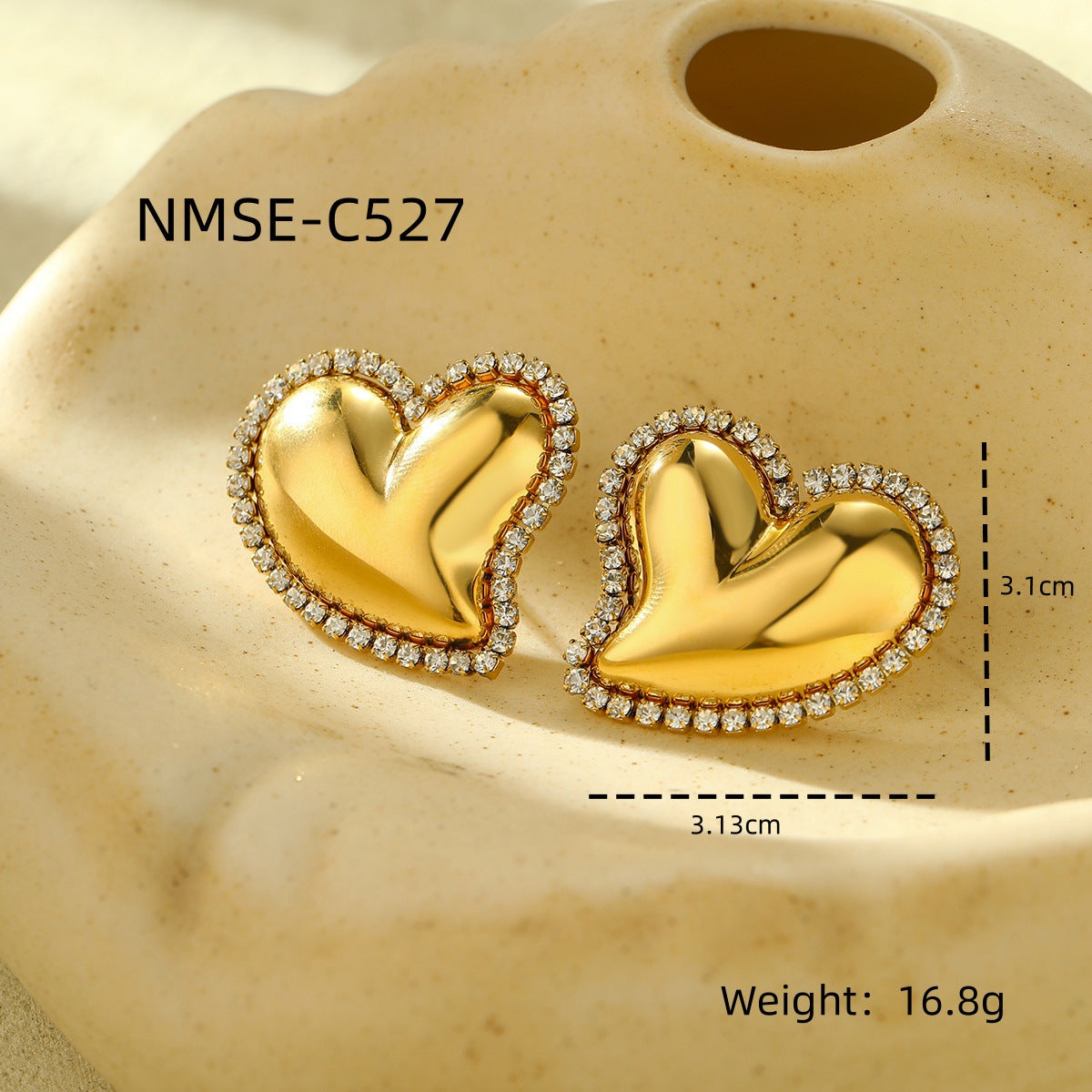 Arrival Heart Shape with Diamond Titanium Steel Earrings Affordable Luxury High Grade Five Pointed Star Hollow Out Cutout Ear Stud Earrings