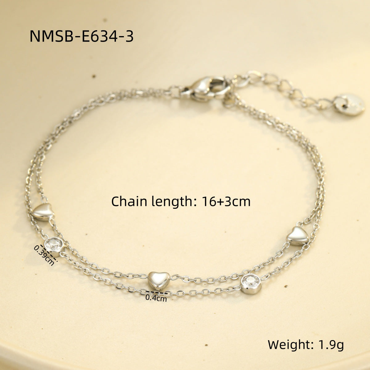 Wild Stainless Steel Bracelet Loving Heart Zircon High-Grade Titanium Steel Women Accessories