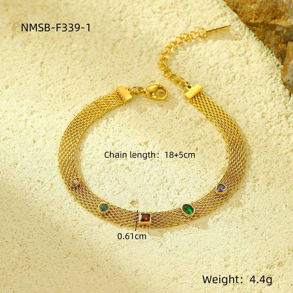 Ladies Titanium Steel Bracelet 18K Gold Plating Stainless Steel Inlaid Zircon All Match Suit Twin Bracelet