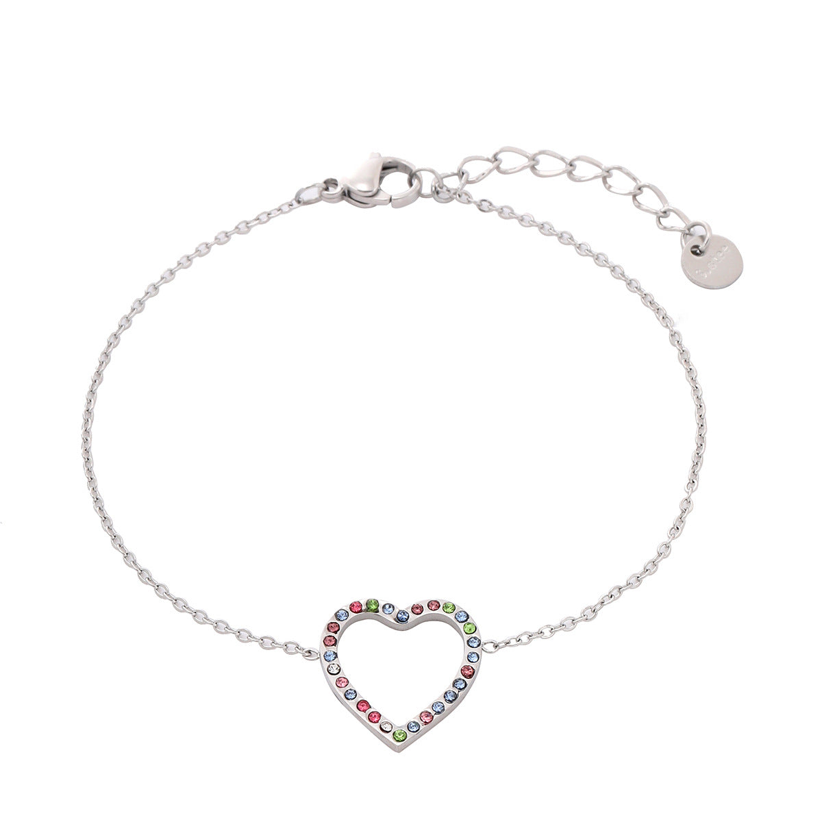 Hollow Out Cutout Heart Micro Rhinestone Titanium Steel Bracelet Women Simple Stainless Steel Ornament Women