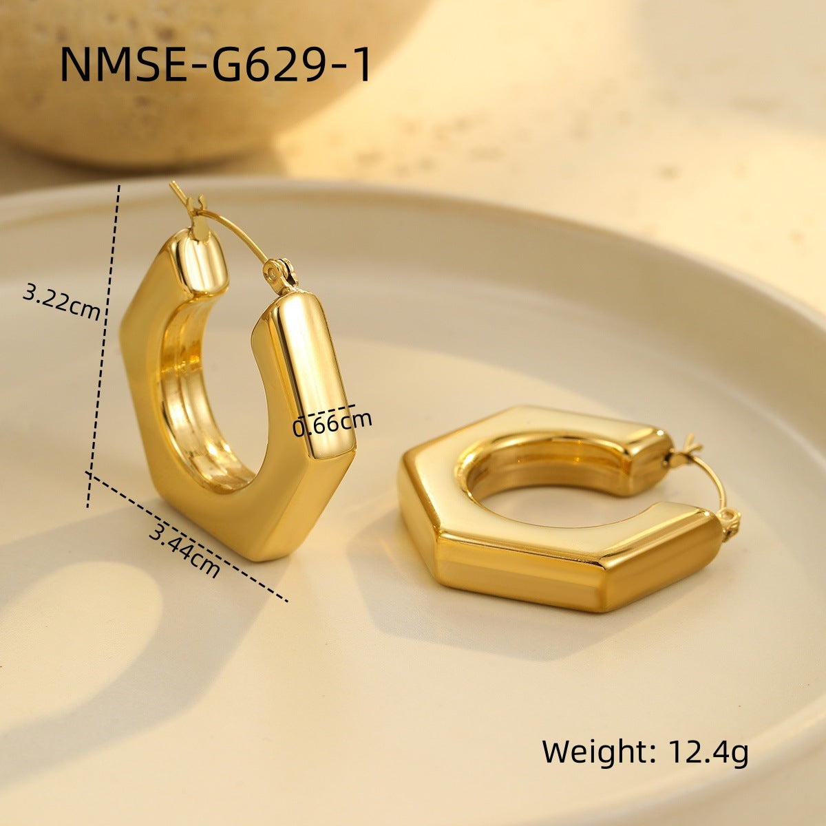 Texture Stainless Steel Earrings Retro High-Grade Hollow Out Cutout 18K Gold Titanium Steel Earrings Ornament