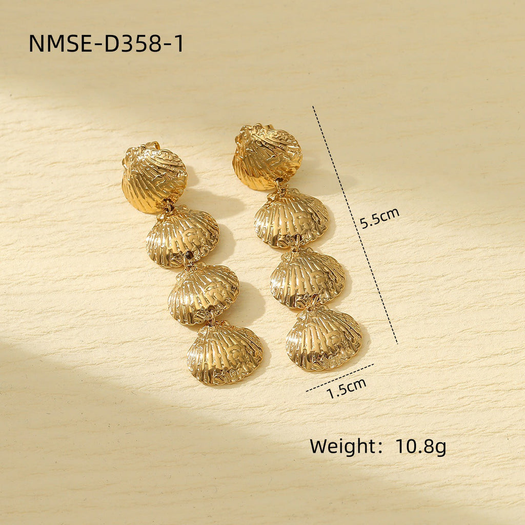 Marine Scallop Titanium Steel Earrings Affordable Luxury High Grade Personality Trendy Stainless Steel Studs Earrings
