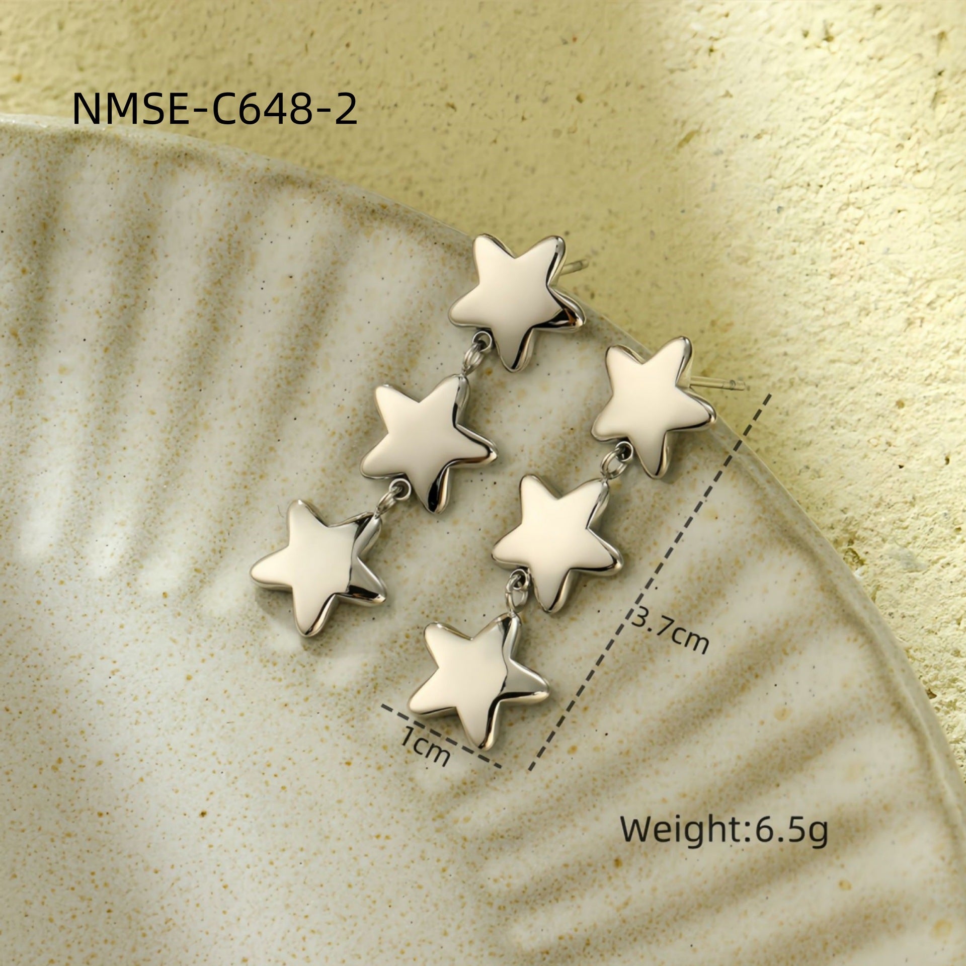 Retro Love 18K Gold Titanium Steel Earrings Five Pointed Star Special Interest Design High Sense Stainless Steel Studs