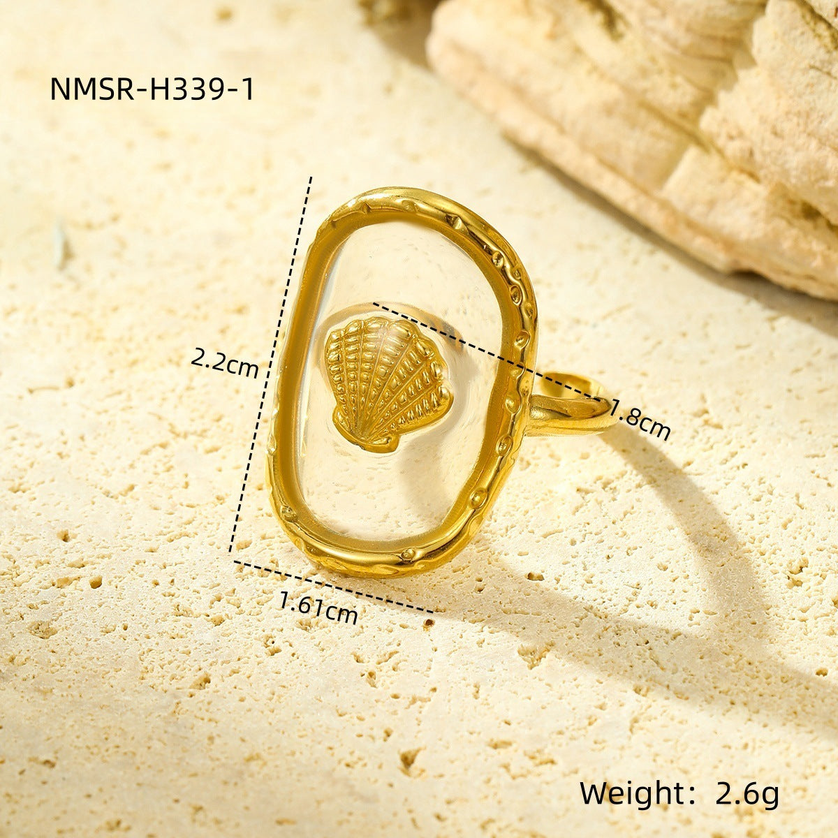 Marine Series Open Ring All Match Scallop Starfish Adjustable Ring Design Bracelet