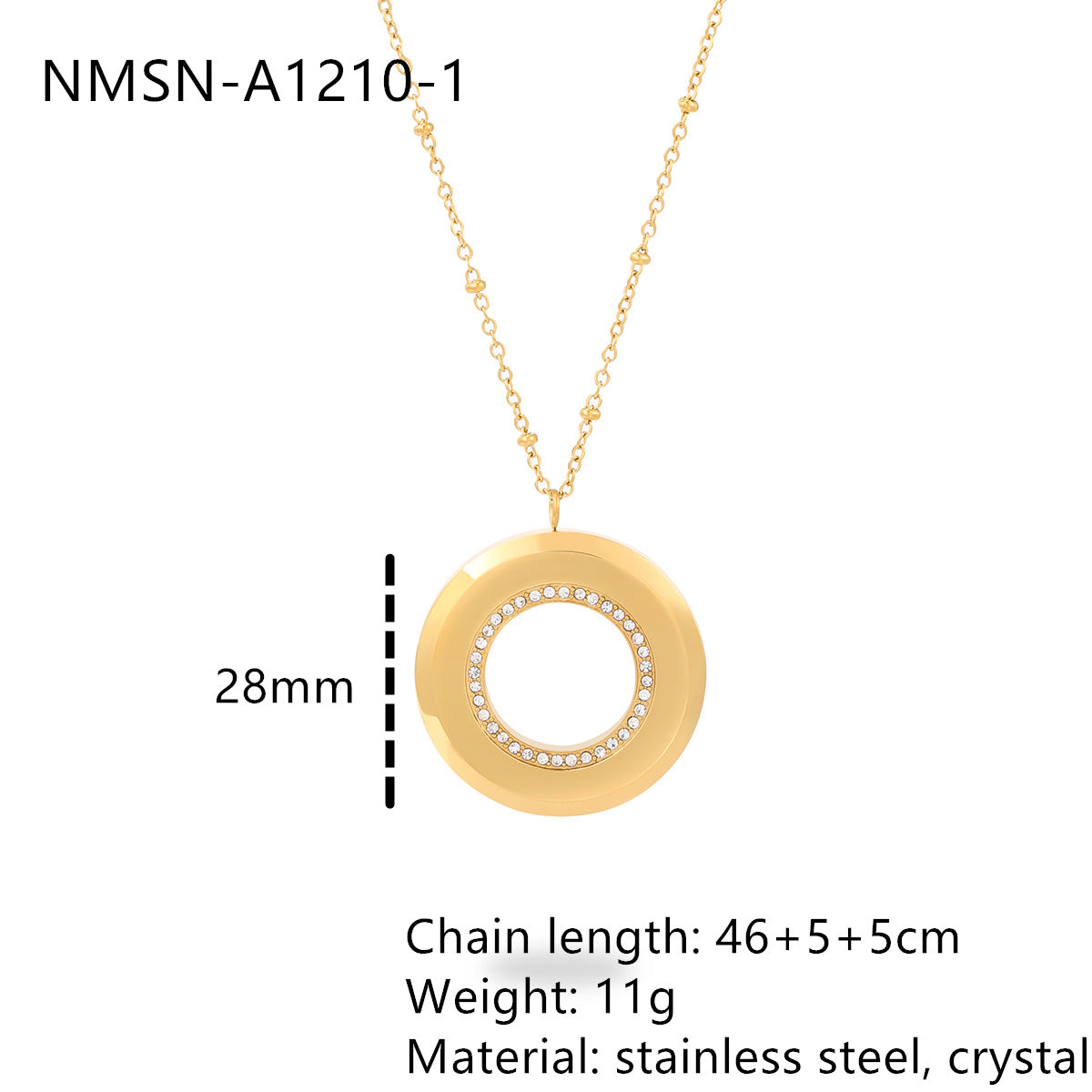 Private Exclusive Stainless Steel Necklace Unisex Vacuum Plating 18K Gold Titanium Steel Embellished