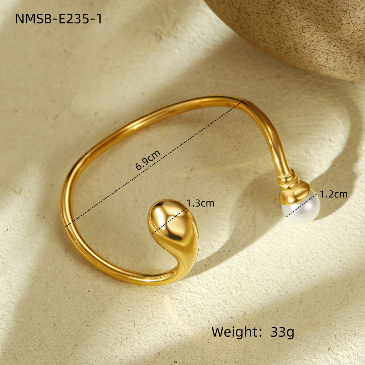 Irregular Asymmetric round Water Drop Titanium Steel Bracelet All Match Stainless Steel Bracelet Ring Set
