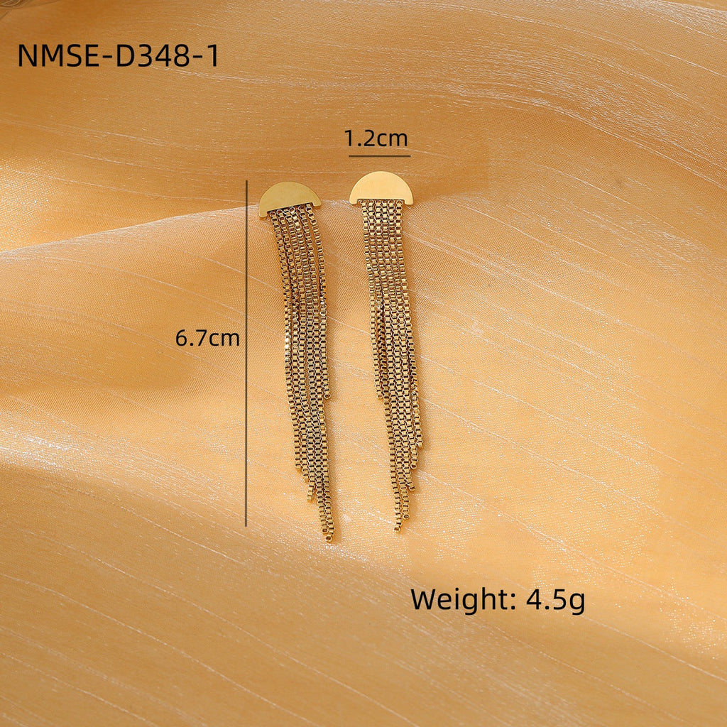 Tassel Pearl Titanium Steel Earrings Women Light Luxury High Grade Diamond Embedded Non Fading Stainless Steel Eardrop