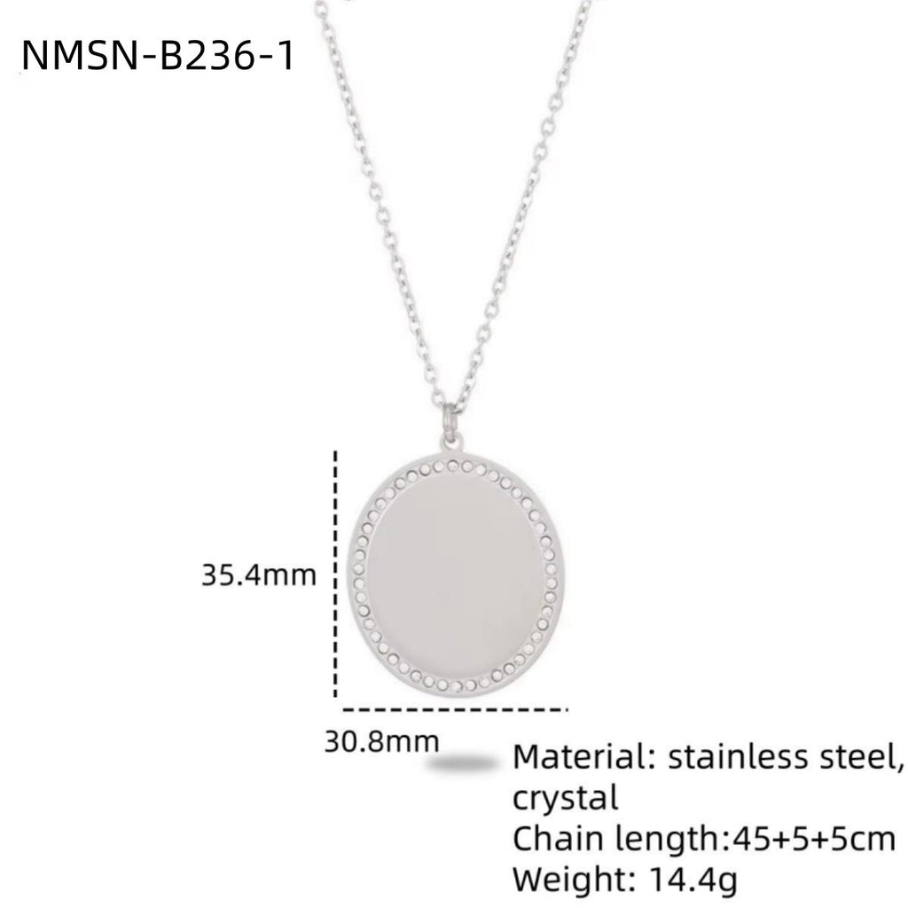 Lettering Private Exclusive Stainless Steel Necklace Special Interest Inlaid Zircon Titanium Steel Embellished