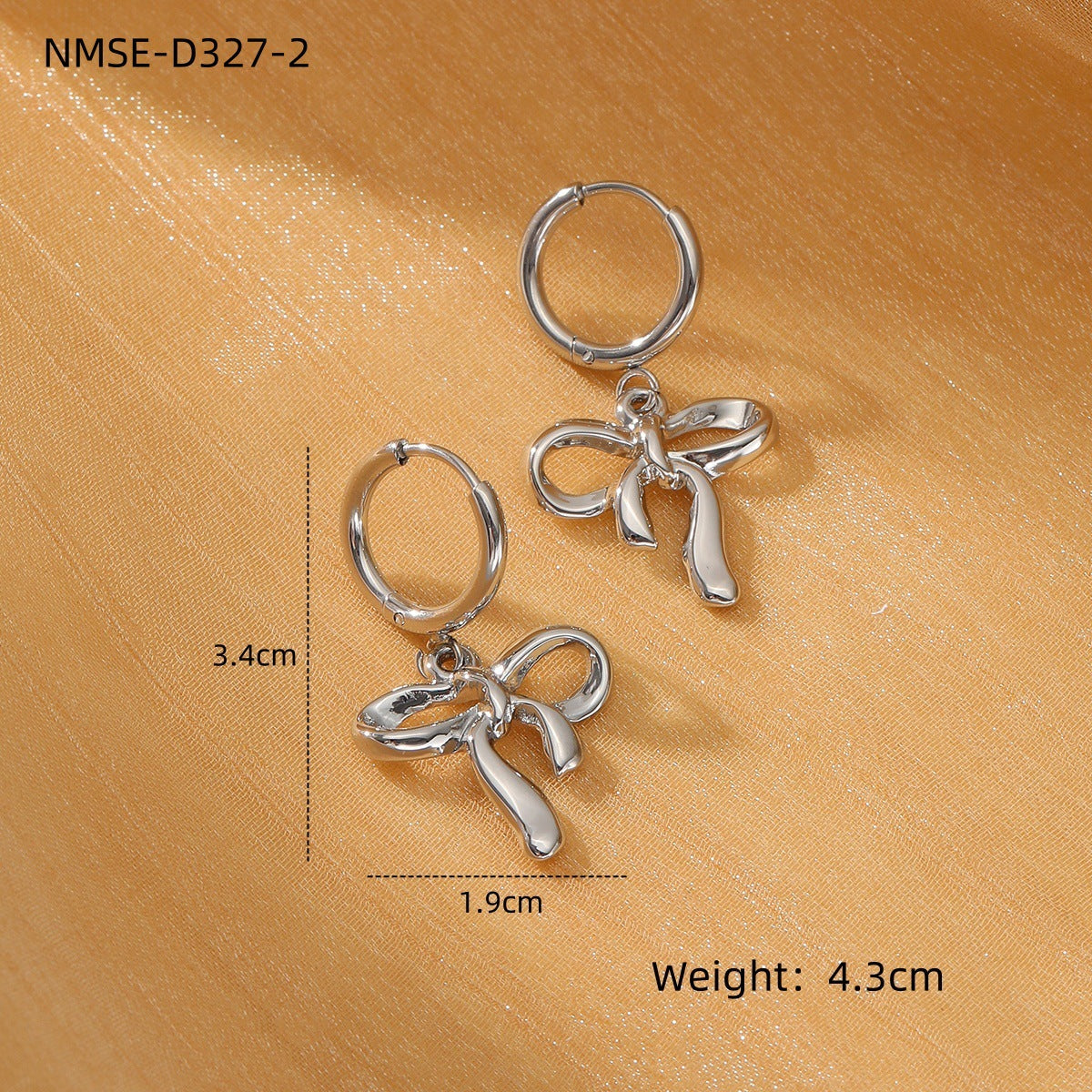 Sweet Bow Design Titanium Steel Earrings Women Entry Lux 18K Gold Plated Stainless Steel Studs