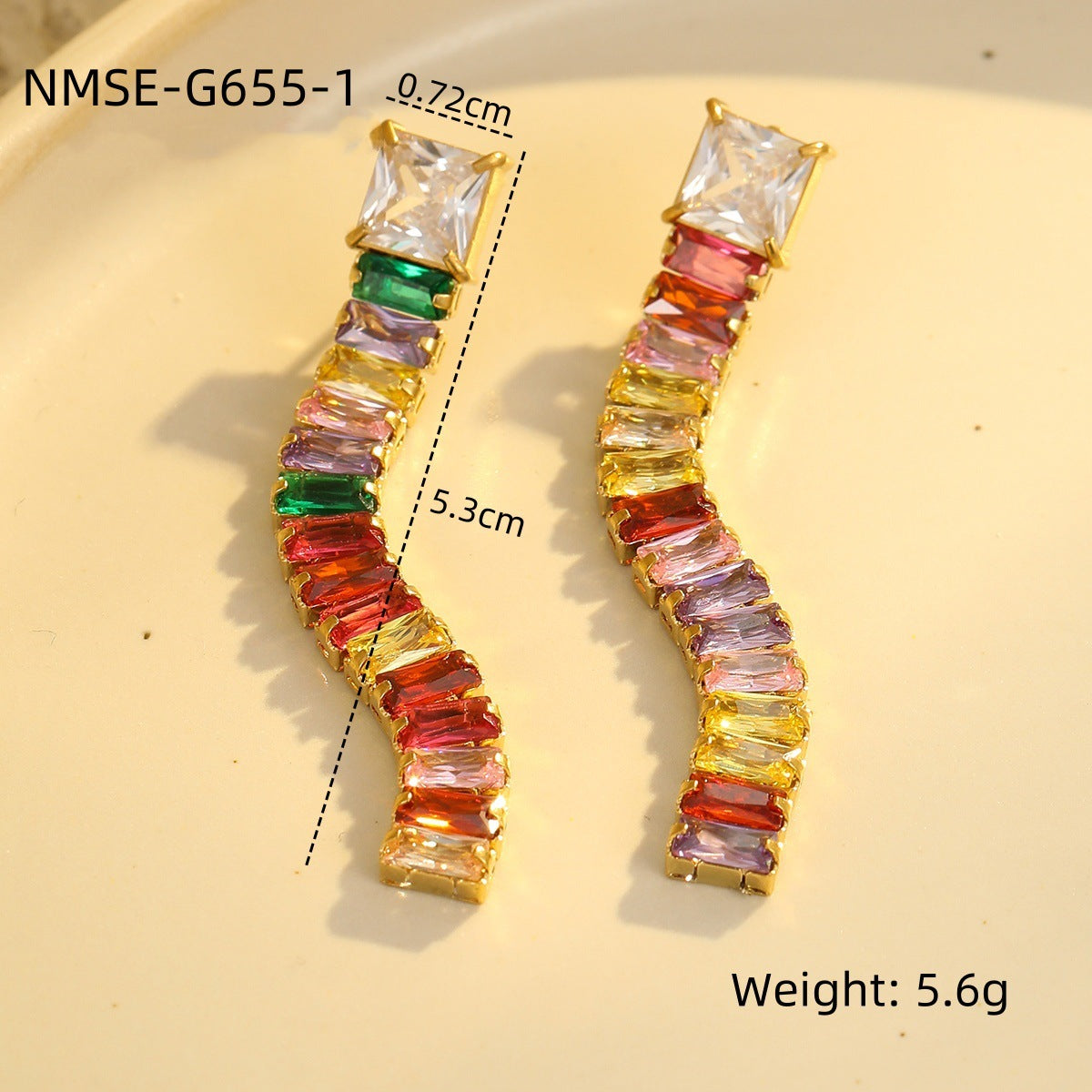 Niche High Grade Stainless Steel Earrings Zircon Tassel Temperamental Personality 18K Gold Titanium Steel Earrings