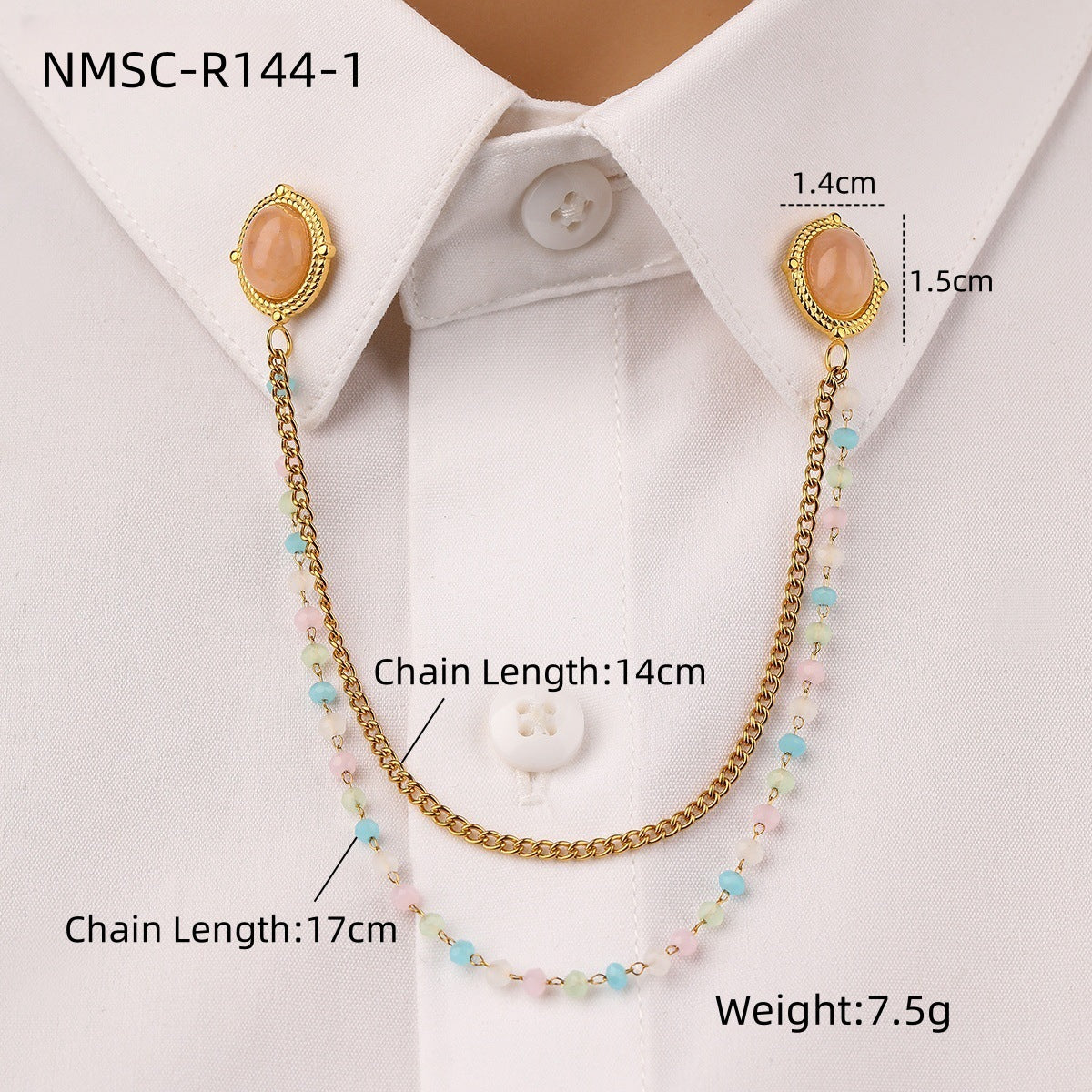 Arrival Natural Stone Stainless Steel Collar Pin Fashionable High Grade Shirt Neckline Non Fading Titanium Steel Ornament