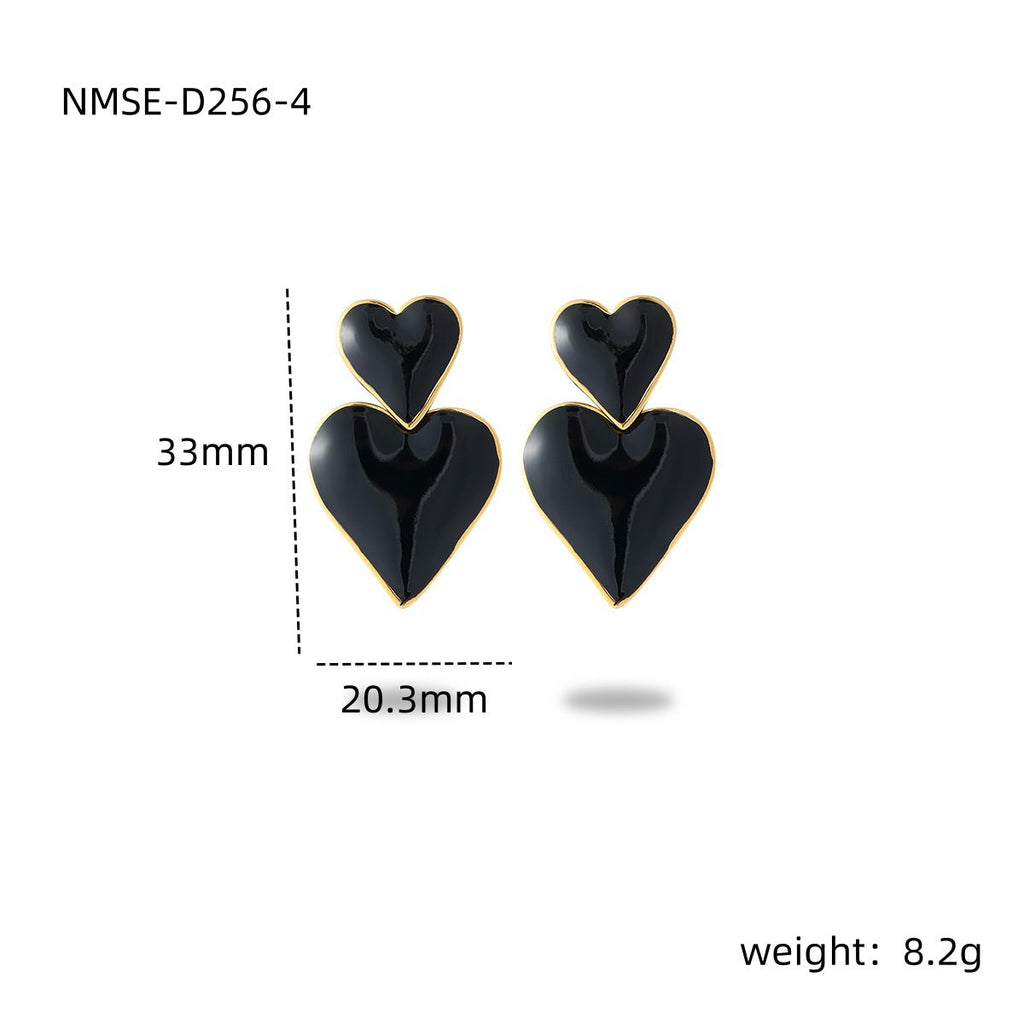 Stainless Steel Dripping Love Heart Earrings Vacuum Gold Plated Earrings Accessories