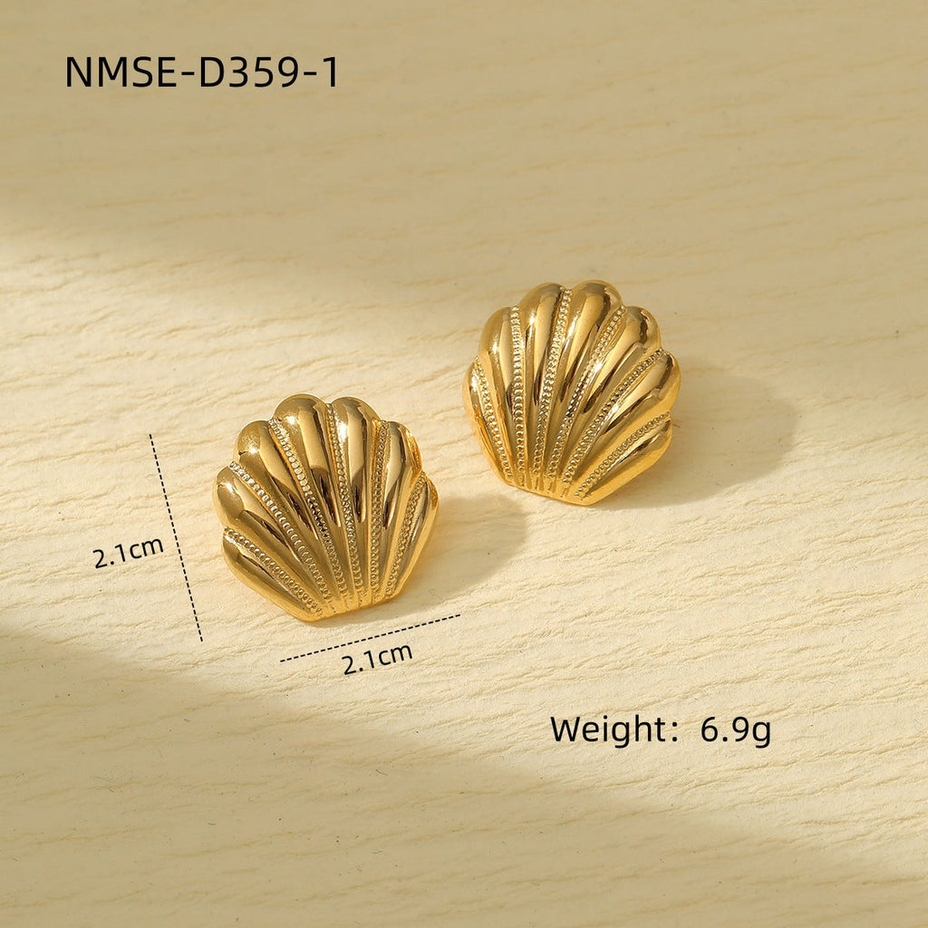 Marine Scallop Titanium Steel Earrings Affordable Luxury High Grade Personality Trendy Stainless Steel Studs Earrings