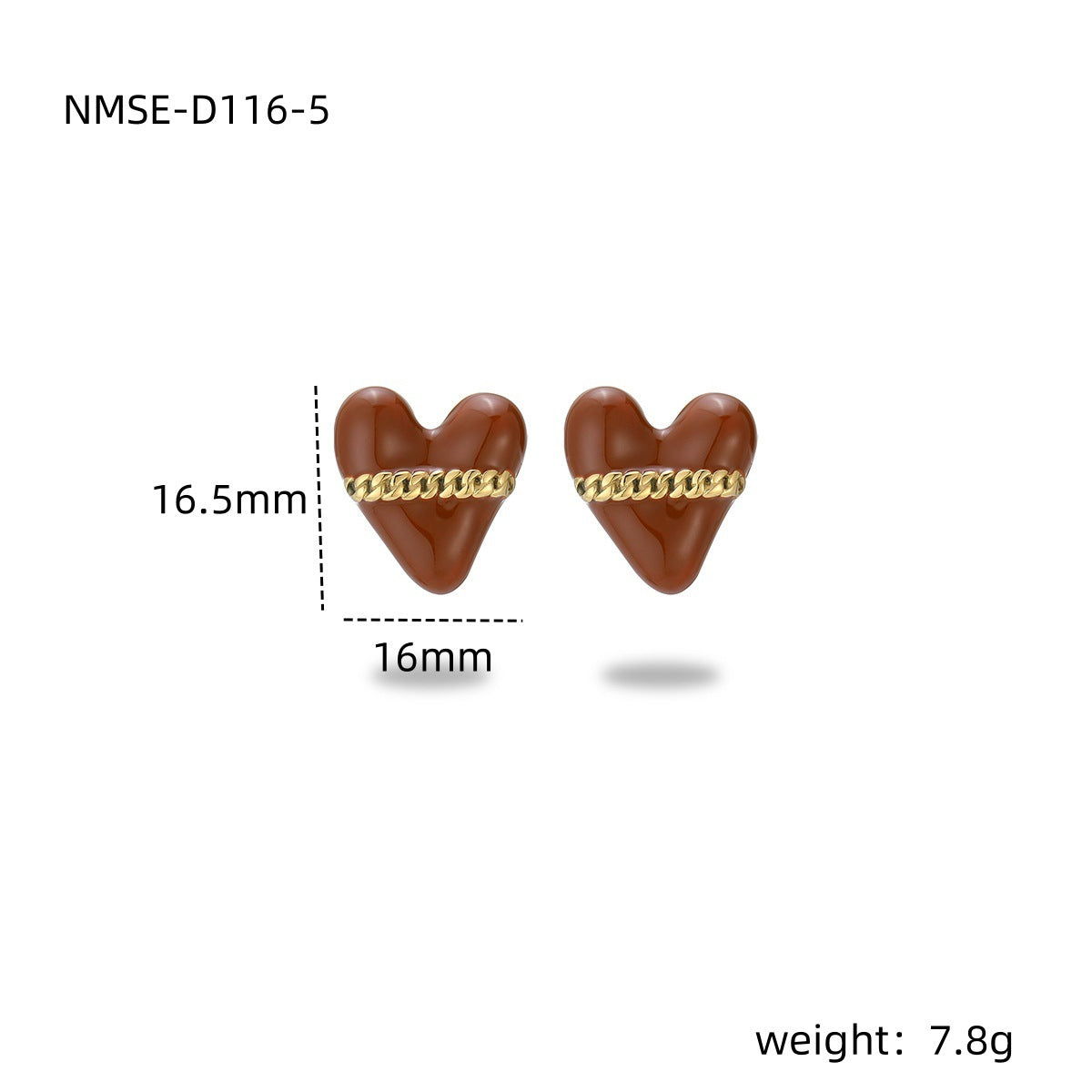 Colorful Oil Necklace Love Stainless Steel Studs Personalized Minority Design Light Luxury Titanium Steel Earrings